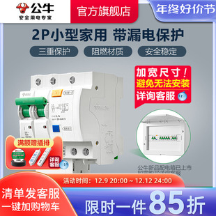 公牛旗舰漏电保护器2P小型断路器空气家用空开电闸开关25A32A63A