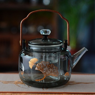 透黑大容量蒸煮一体两用提梁煮茶壶耐热高硼硅加厚玻璃电陶炉专用