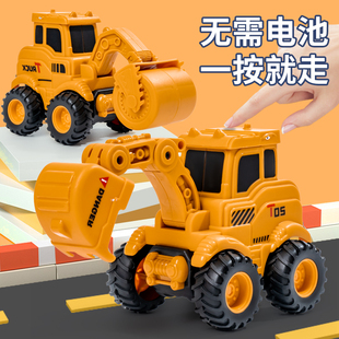 儿童按压小汽车男孩3惯性回力车1一2岁婴儿挖掘机工程车玩具车5