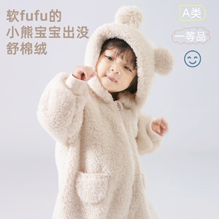 新生婴儿儿春秋季 连体衣秋冬款 外穿女宝宝哈衣爬服外出衣服加厚男