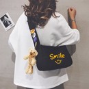 笑脸斜挎包女运动腰包休闲单肩手提包百搭帆布背包男 潮牌2023新款