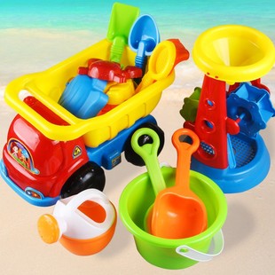 水桶挖沙铲子玩沙海边宝宝小男女孩工具决明子 儿童沙滩玩具车套装