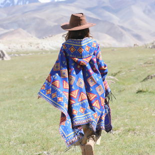 民族风带帽披肩斗篷丽江新疆西藏大西北旅游穿搭拍照保暖外搭披风