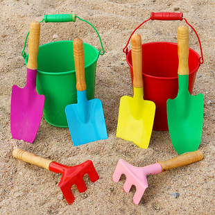 宝宝赶海玩土挖土园艺工具 儿童玩沙挖沙子铁铲子铁桶沙滩玩具套装