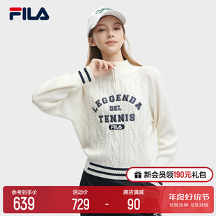 2023冬新款 FILA 休闲舒适小高领毛衣 简约时尚 斐乐官方女子编织衫