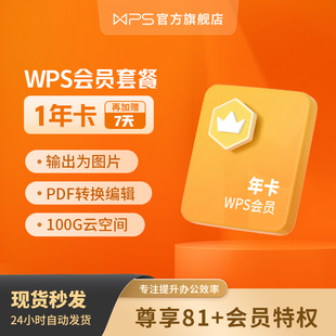 WPS会员1年套餐官方正版 充自己号文字翻译输出图片 PDF编辑转换