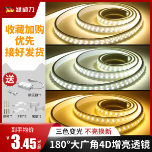 LED灯带条220V客厅吊顶室内自粘三色变光灯条户外摆摊防水氛围灯
