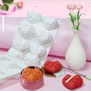 甜品烘焙单个心形巧克力硅胶模 蝴蝶结爱心慕斯蛋糕模具情人节法式