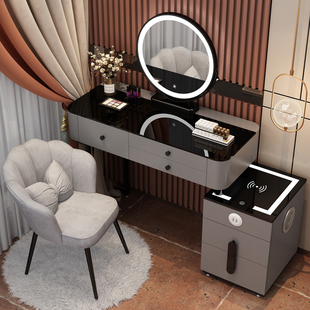 智能梳妆台无线充电轻奢北欧卧室化妆台现代简约多功能实木化妆桌