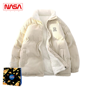2023加厚 灯芯绒外套秋冬季 新款 NASA双面穿羊羔绒棉衣棉服男女同款