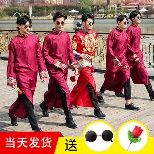 马褂 伴郎服婚礼结婚兄弟团大褂礼服搞笑相声服长衫 中国风唐装 中式