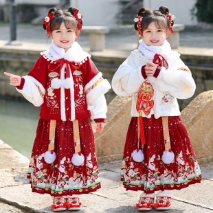 儿童汉服拜年服女童中国风唐装 加厚秋冬套装 女宝新年过年喜庆衣服