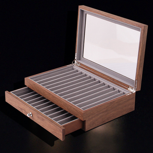 现货 包邮🍬 木质钢笔收纳盒复古花梨木色展示盒胡桃木色文具盒雪茄盒