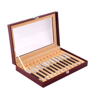 包邮🍬 现货钢笔盒皮制文具盒展示盒PU钢笔收纳盒精致复古文艺雪茄柜