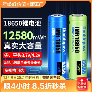 倍量18650锂电池3.7v手电筒4.2v小风扇电蚊拍可充电器5号平头内阻