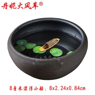 微景观下水小船迷你上水石盆景观渔船假山鱼缸小木船造景微型摆件