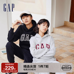 2023新款 Gap男女装 LOGO碳素软磨抓绒卫衣791339情侣上衣 美式 秋季