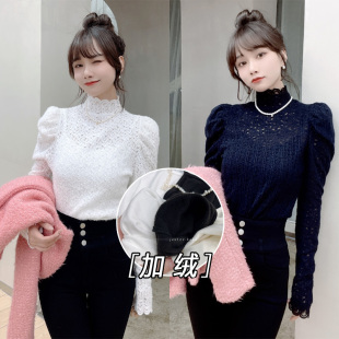 加绒吊带两件套 官方旗舰正品💰 茶会名媛高领蕾丝上衣打底衫 卡卡女装