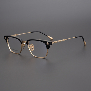 新款 日本朋斯克罗心潮百搭纯钛方框 复古文艺男女近视眼镜架全框