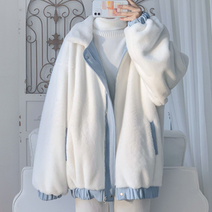 棉袄 加绒加厚棉衣ins潮流情侣装 棉服冬装 两面穿羊羔绒外套男冬季