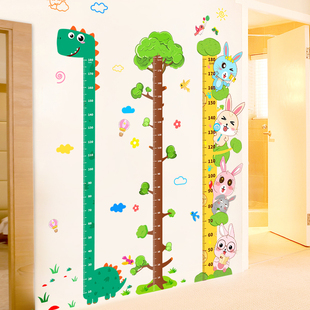 饰 卡通宝宝身高贴测量身高尺墙贴纸可移除身高贴纸小孩儿童房间装