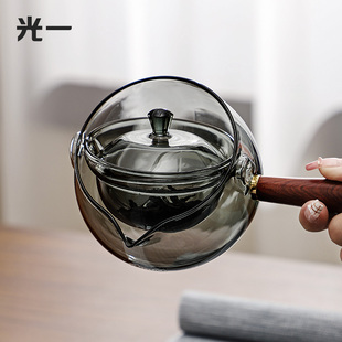 煮茶器电陶炉 侧把逍遥壶泡茶壶旋转小青柑专用玻璃功夫茶具套装