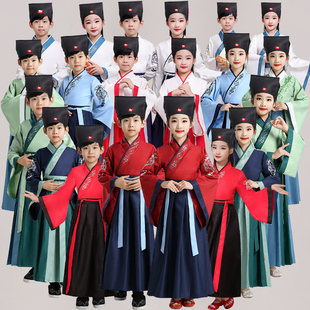 儿童古装 汉服男童古风少年开学弟子规三字经典怀旧🍬 诵读演出服国学服