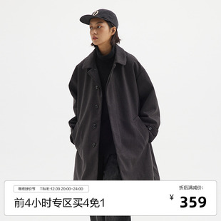 风衣加厚棉服呢子外套 日系复古中长款 毛呢大衣男女冬季 BUTTBILL