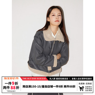 皮毛一体机车羊羔绒保暖棉衣外套短款 RPB 皮衣夹克女 经典怀旧🍬 BRAND