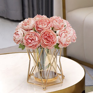 轻奢风创意水培玻璃花瓶现代简约客厅餐桌茶几仿真花束插花器摆件