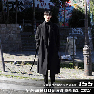加厚保暖呢大衣男潮男士 宽松呢外套毛呢子韩版 日系风衣男过膝长款