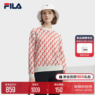 2023冬新款 爱心满印休闲毛衣 斐乐女子编织衫 高圆圆同款 FILA