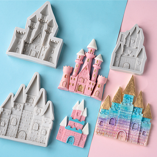 房子巧克力蛋糕烘焙用品 公主城堡翻糖模具硅胶立体卡通DIY欧式
