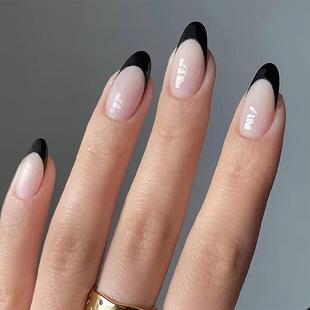 跨境穿戴甲片圆法式 美甲成品贴片 可拆卸美甲甲片成品nail