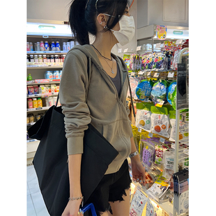 拉链开衫 外套 连帽卫衣春秋款 休闲百搭长袖 女2023新款 上衣宽松美式