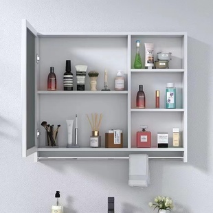 储物镜子 太空铝浴室柜镜柜组合洗手间单独收纳盒镜箱卫生间挂墙式