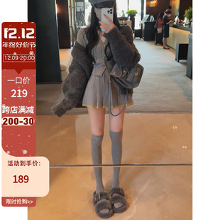 新开衫 上衣纯欲百褶短裙两件套 女秋季 MIMIFACE 学院风针织套装