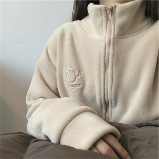 外套 巨暖小火炉加厚奥利绒高领拉链卫衣开衫 女保暖绒衫 2021秋冬款