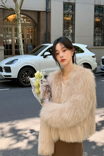 皮草外套女2023秋冬新款 仿狐狸毛短款 环保托卡毛毛外套气质小香风