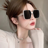 眼镜 白色墨镜女高级感大框方圆脸显脸小偏光防紫外线太阳镜网红款
