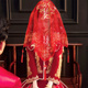 婚礼红色蒙头巾婚庆用品 新娘红盖头结婚半透明头纱秀禾服喜帕中式