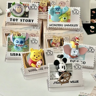 MINISO名创优品盲盒迪士尼复古邮票周年纪念礼物潮玩公仔手办摆件