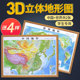 地图世界和中国地图3d立体凹凸地形图 43cm三维浮雕地图挂图 约58 初高中学生用地理教学家用墙贴 抖音同款 北斗官方 2024新版