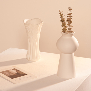 饰摆件插花现代简约 创意白色北欧陶瓷干花花瓶家居餐桌客厅水培装